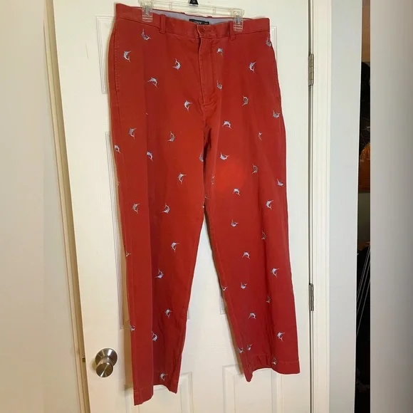 J Crew Swordfish/Marlin Embroidered Mens Pants - 36 x 32 - Picture 1 of 3